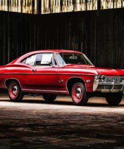 Red 68 Chevy Impala Car Diamond Painting