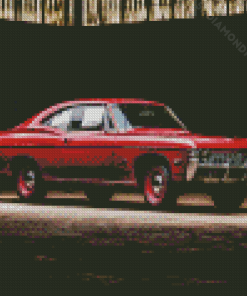 Red 68 Chevy Impala Car Diamond Painting