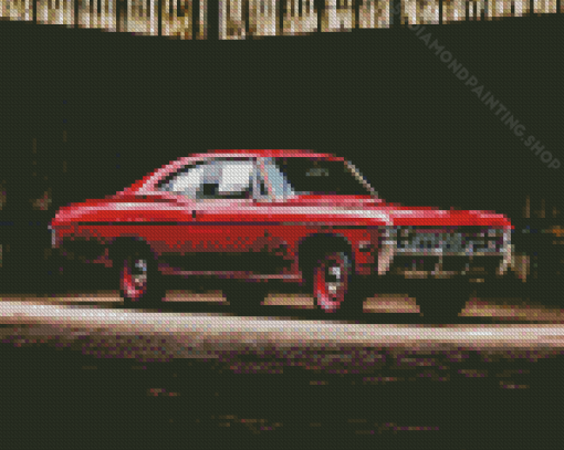 Red 68 Chevy Impala Car Diamond Painting