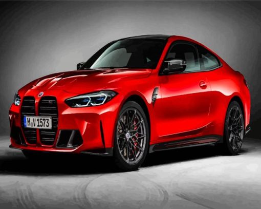 Red Bmw M4 Diamond Painting