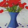 Red Tulips In Blue Vase Diamond Painting