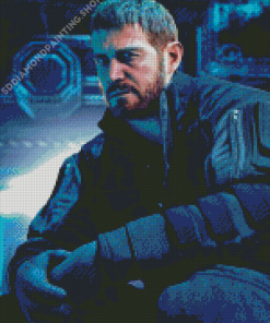 Resident Evil Chris Redfield Game Character With Serious Face Diamond Painting