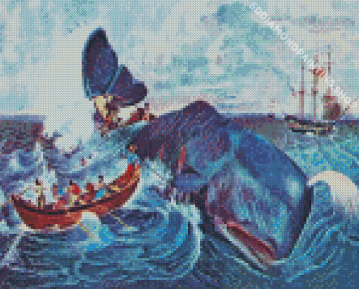 Sperm Whale With Boats Art Diamond Painting