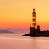 Sunset At Chania Lighthouse Diamond Painting