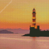 Sunset At Chania Lighthouse Diamond Painting