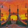 Liberty Bridge In Budapest With Sunset Scenery Diamond Painting