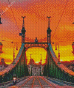 Liberty Bridge In Budapest With Sunset Scenery Diamond Painting