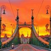 Liberty Bridge In Budapest With Sunset Scenery Diamond Painting