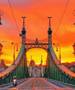 Liberty Bridge In Budapest With Sunset Scenery Diamond Painting