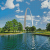 Gateway Arch With Landscape View Diamond Painting