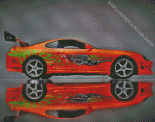 The Orange Toyota Supra Mk4 Car Diamond Painting