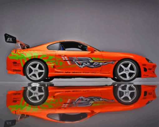 The Orange Toyota Supra Mk4 Car Diamond Painting