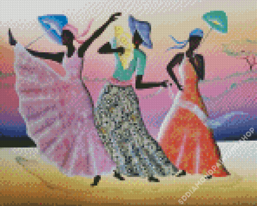 Three Black Women Dancing Diamond Painting