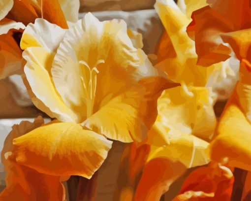 White And Yellow Gladiolus Diamond Painting