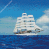 White Ship Sailing In Blue Sea Diamond Painting