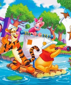 Winnie The Pooh Characters Rafting Diamond Painting