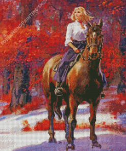 Woman Riding A Horse Diamond Painting