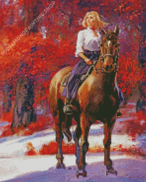 Woman Riding A Horse Diamond Painting