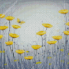 Yellow Flowers And Grey Art Diamond Painting