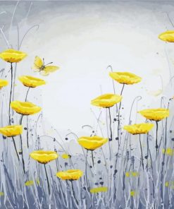 Yellow Flowers And Grey Art Diamond Painting