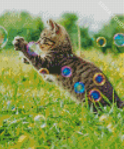 Aesthetic Cat With Bubbles Diamond Painting