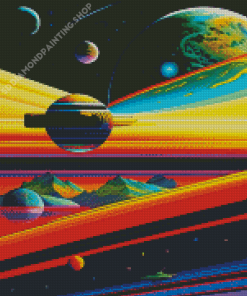 Colorful Planets And Landscape Space Diamond Painting