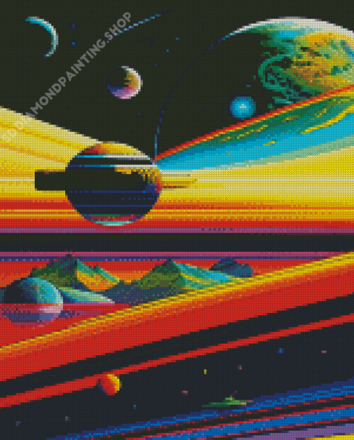 Colorful Planets And Landscape Space Diamond Painting