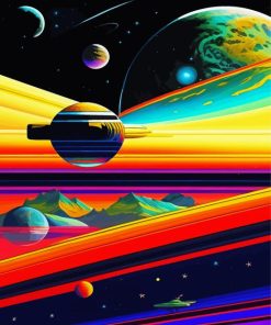 Colorful Planets And Landscape Space Diamond Painting