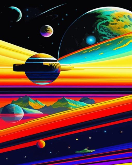 Colorful Planets And Landscape Space Diamond Painting