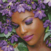 Afro Girl Flowers Diamond Painting