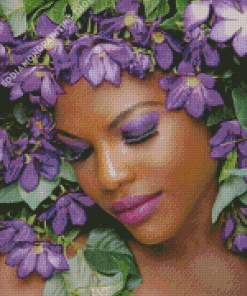 Afro Girl Flowers Diamond Painting