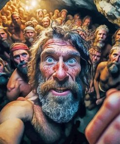 Cave Men Selfie Diamond Painting