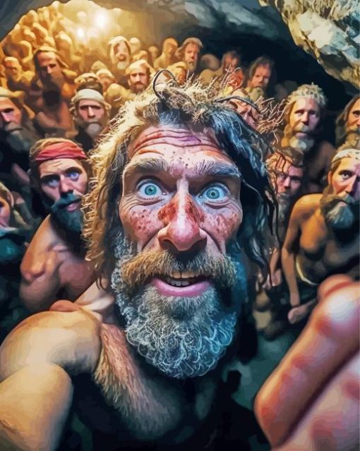 Cave Men Selfie Diamond Painting