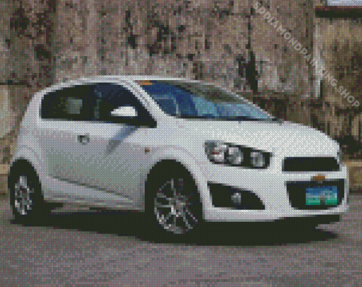 Chevrolet Sonic White Car Diamond Painting