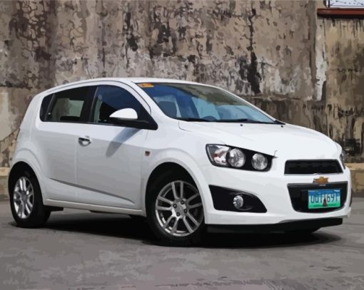 Chevrolet Sonic White Car Diamond Painting