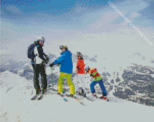 Family Skiing Diamond Painting