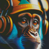 Monkey With Headphones Diamond Painting