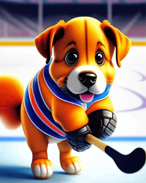 Dog Playing Hockey Diamond Painting