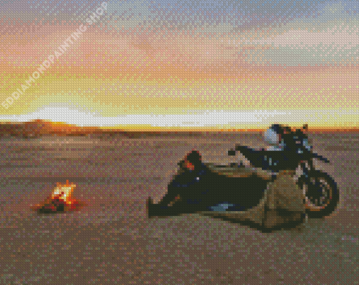 Desert Motorcycle Camping Diamond Painting