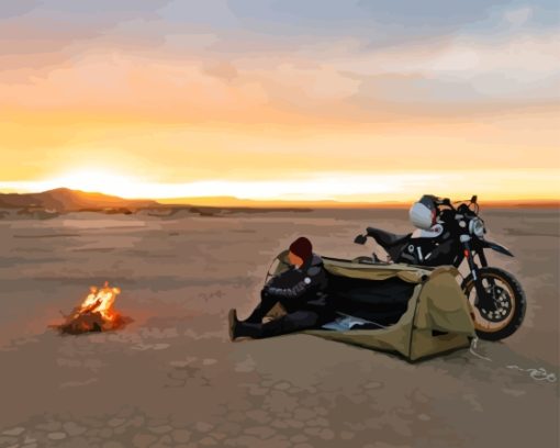 Desert Motorcycle Camping Diamond Painting