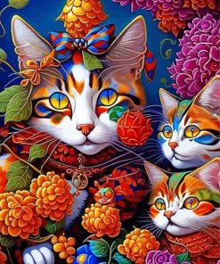 Floral Cats Art Diamond Painting