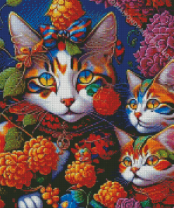 Floral Cats Art Diamond Painting