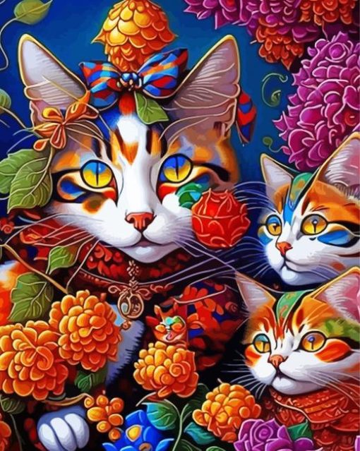 Floral Cats Art Diamond Painting