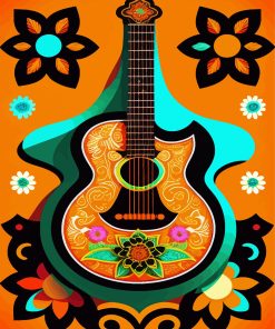 Floral Guitar Diamond Painting