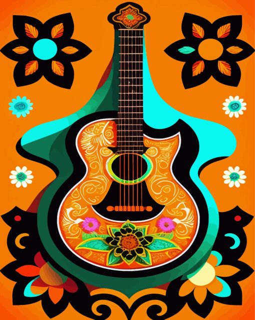 Floral Guitar Diamond Painting