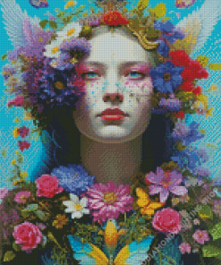 Floral Lady And Butterfly Diamond Painting