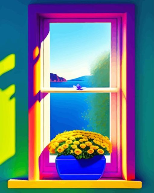 Flowers On A Window Diamond Painting