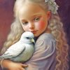 Girl And White Bird Diamond Painting