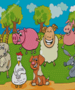 Happy Farm Animals Diamond Painting