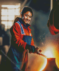 Lady In A Factory Diamond Painting